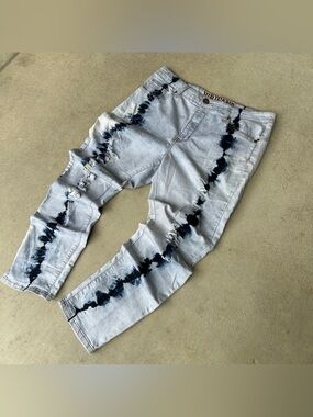 VIP Light Blue & Black Tie-Dye Slim Straight Jeans Size 14
